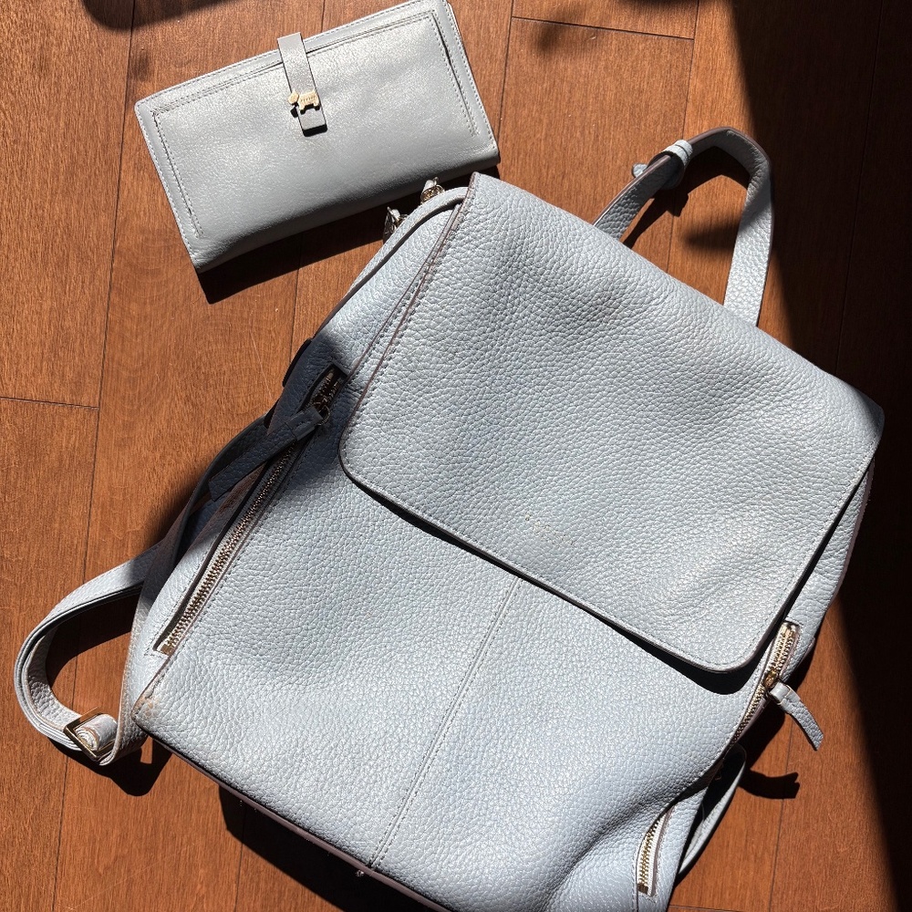 RADLEY LONDON Large Flap Over Backpack + Matching Wallet, Blue Heather